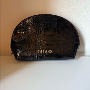 Guess Black Croc-Embossed Cosmetic Bag